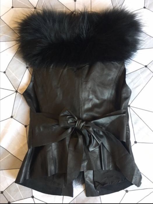 Кожен елек с естествен косъм