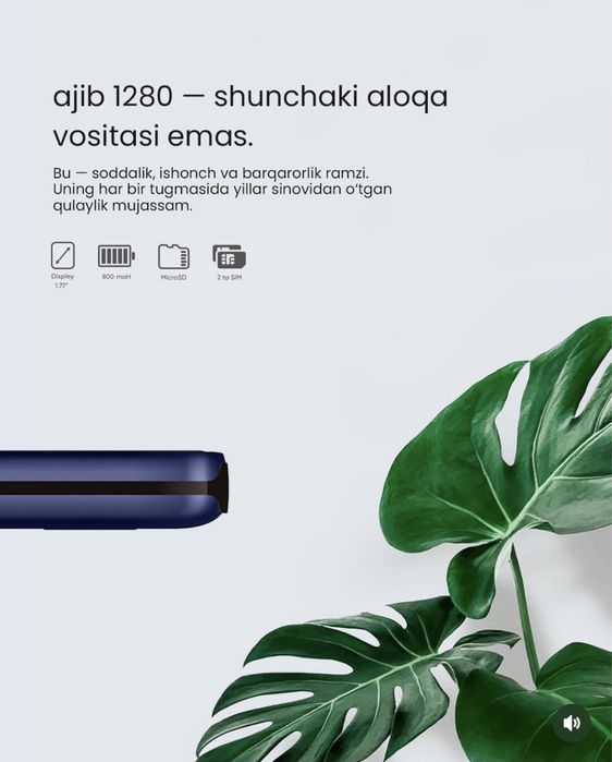 Кнопочный телефон Ajib 1280 (Garantya 100%) (24/7 Aloqadamiz)