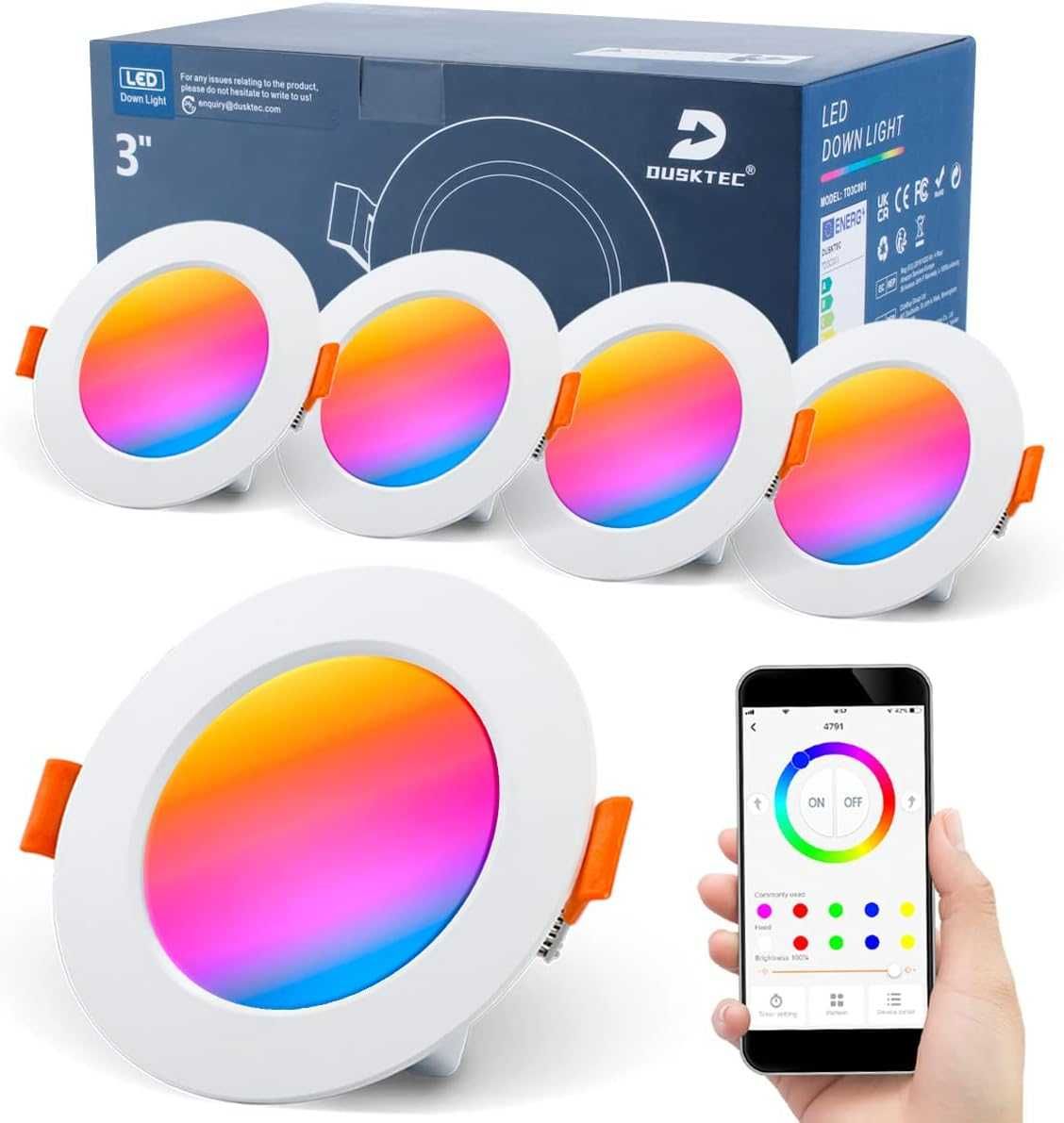 НОВИ! LED лунички за вграждане, RGB, 6W, димируеми, Bluetooth