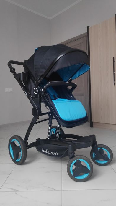 Коляска трансформер Belecoo X6, черный, синий