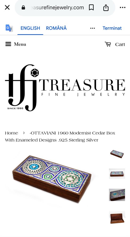 Cutie modernista Giovanni Ottaviani,model Vintage deosebit,argint 925,