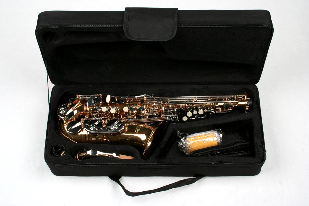 Saxofon Alto Karl Glaser AURIU+ARGINTIU NOU curbat Saxophone Germania