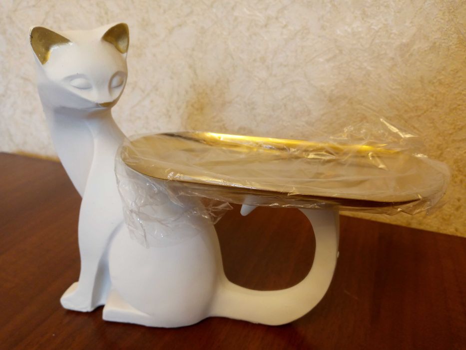 Новая подарочная статуэтка Кошка с подносом для мелких предметов