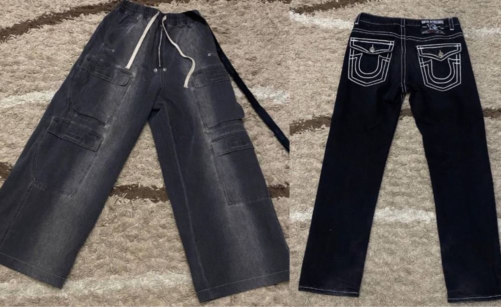 ТОРГ УМЕСТЕН джинсы True Religion и карго-джинсы Rick Owens