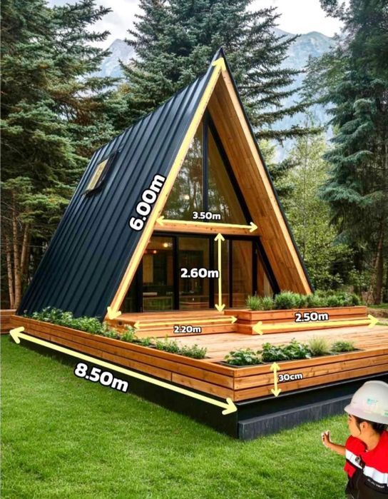 Cabane tip A frem din lemn