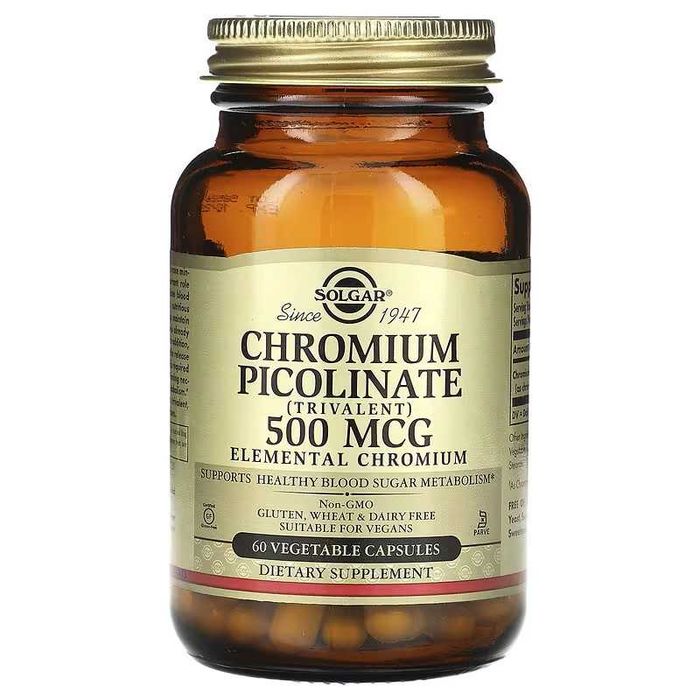 Solgar пиколинат хрома хрома, 500 мкг, Solgar Chromium Picolinate