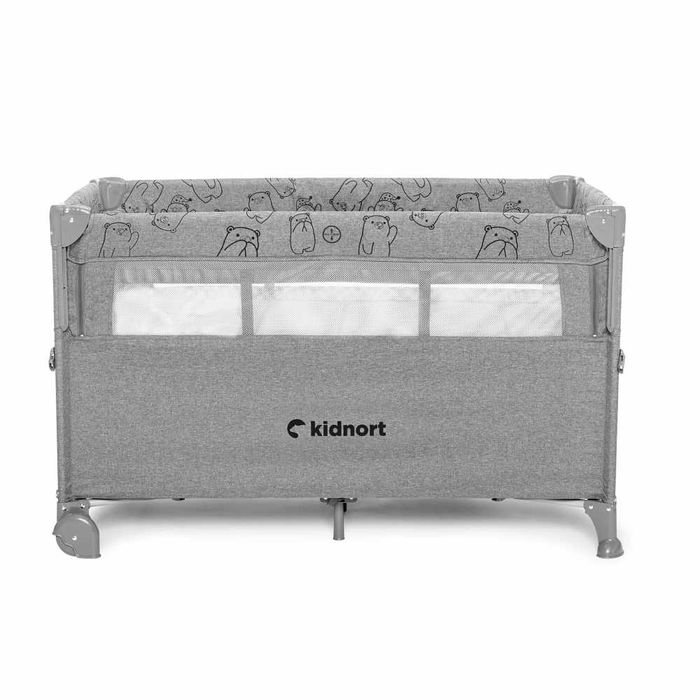 Patut pliabil 3 in 1 cu laterala culisanta Kidnort Livsmiljo  Grey