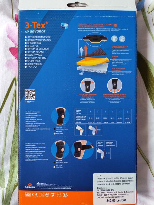 Orteza genunchi Orliman 3-Tex noua, nefolosita