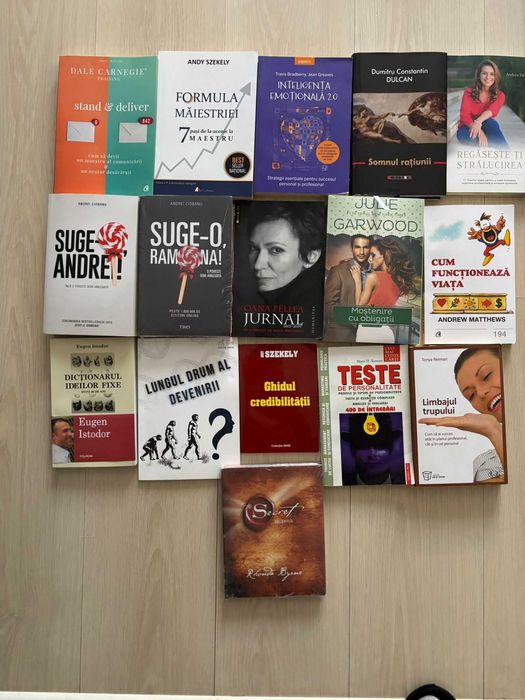 Cărți motivaționale, dezvoltare personală, psihologie, ficțiune, umor