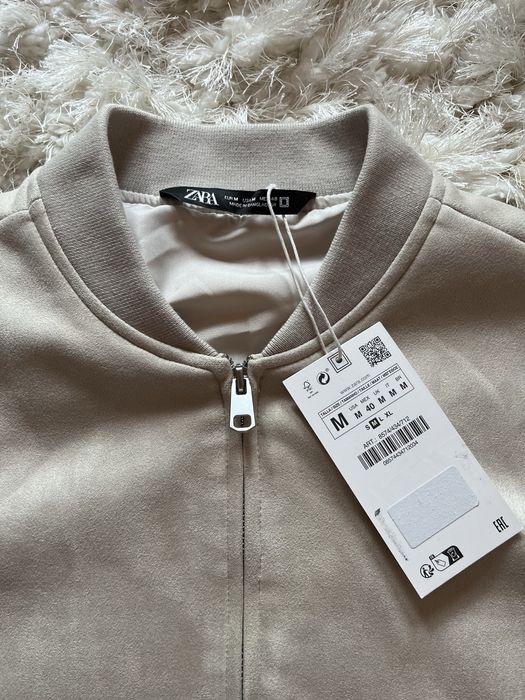 Jacheta Bomber Zara Tip Piele Caprioara/Suede Marime M (noua/eticheta)