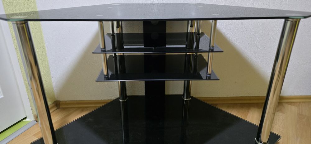 Suport de televizor cu sticlă neagră