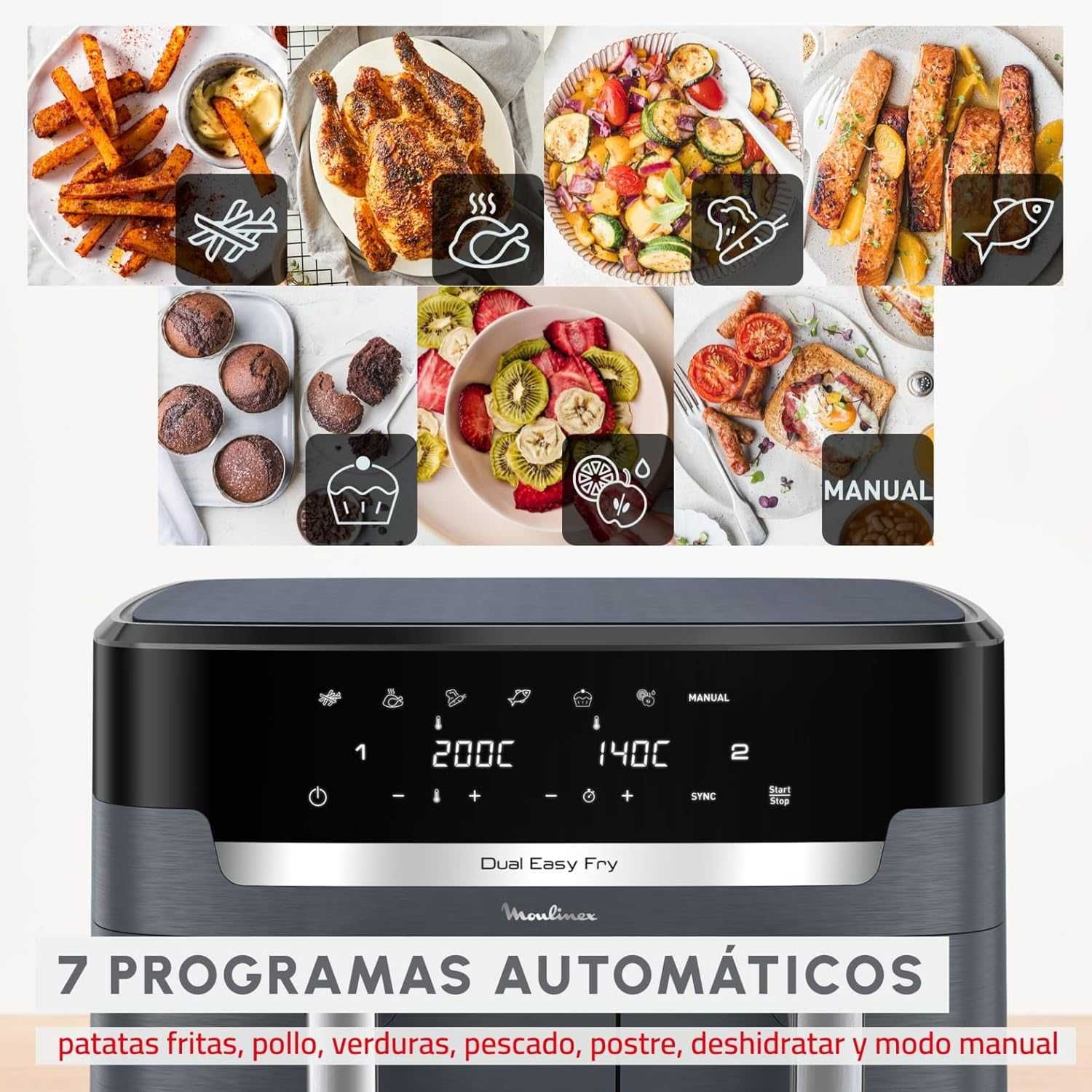 Фритюрник с горещ въздух Moulinex Dual Easy Fry XXL 11L (EZ942B)