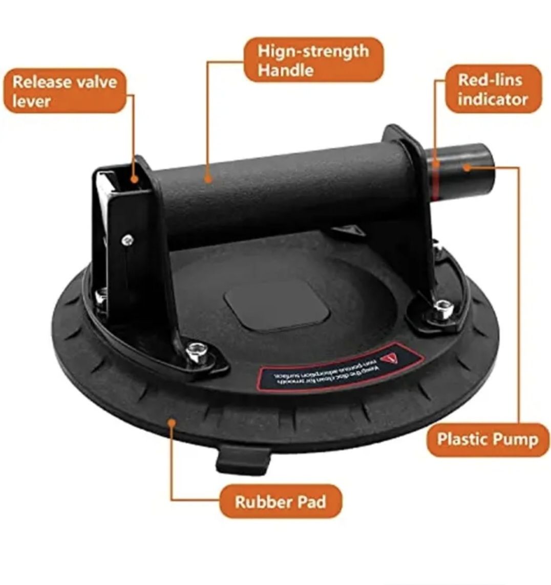 Вакуумная монтажная присоска 100 кг с манометром, для плита и стекло