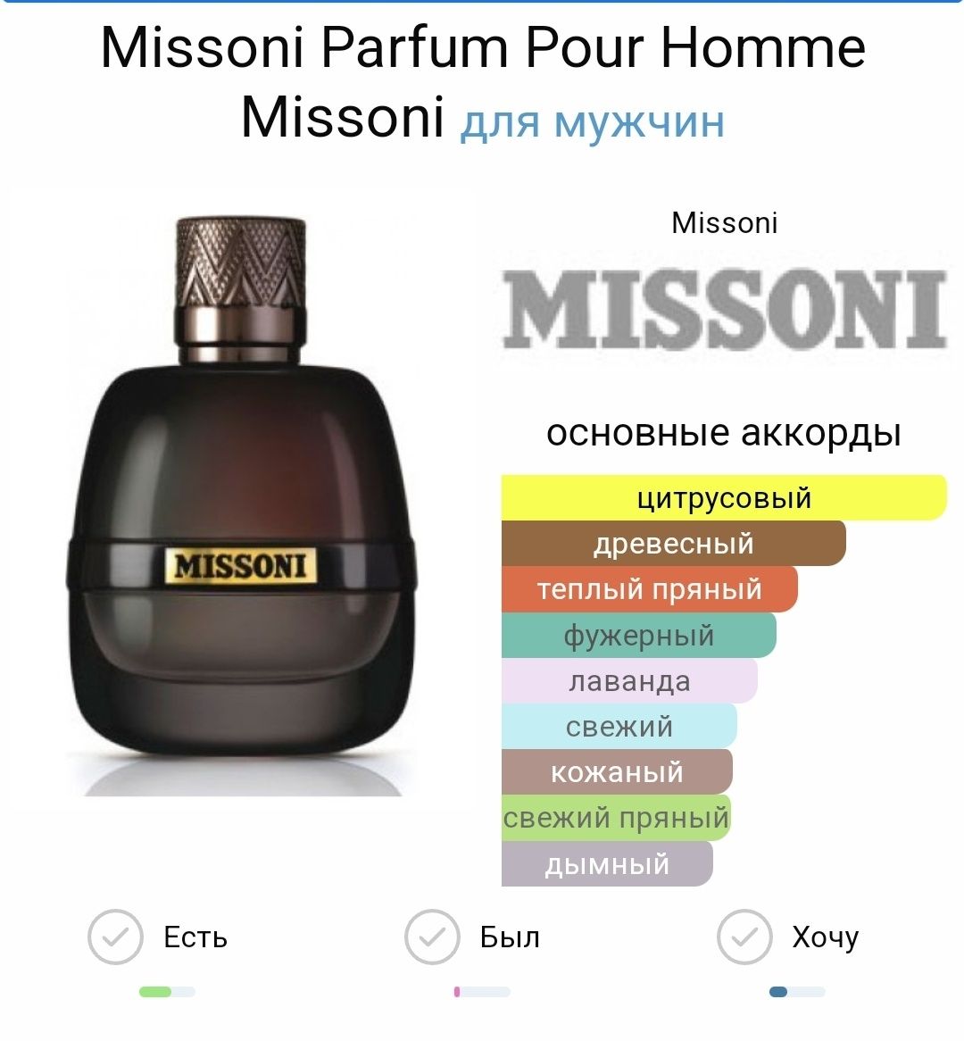 Парфюм Missoni pour homme