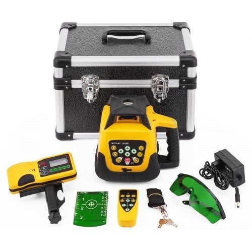 Kit laser verde rotativ Vevor 500m+1.65m Trepied din aluminiu , rigla