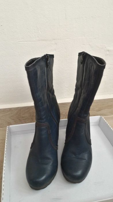 Дамски боти (37) естествена кожа с висок ток