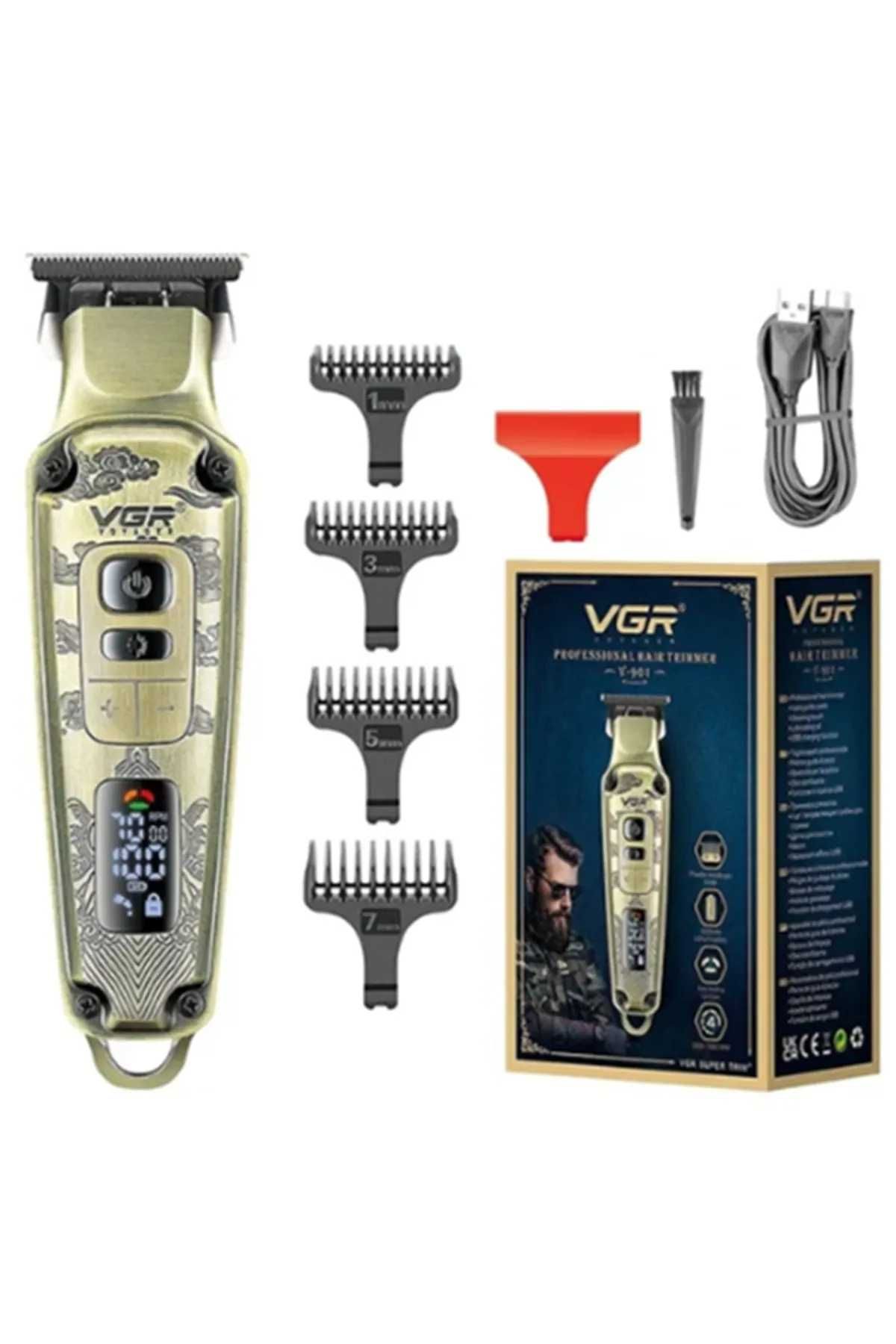 VGR V-901 Професионална машинка за подстригване USB включени аксесоари