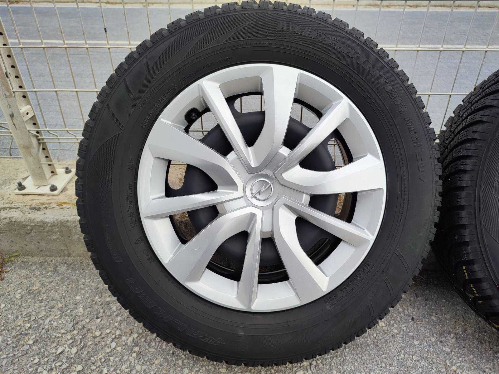 267 - 4бр. Стоманени джанти + тасове 16'' 4Х108 с гуми 215/65R16 Opel