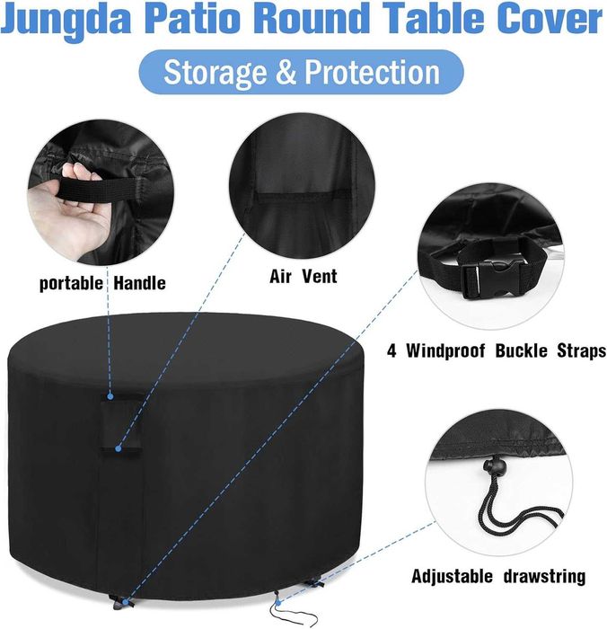 Кръгъл защитен калъф за градински мебели, водоустойчив, 128 x 71 см