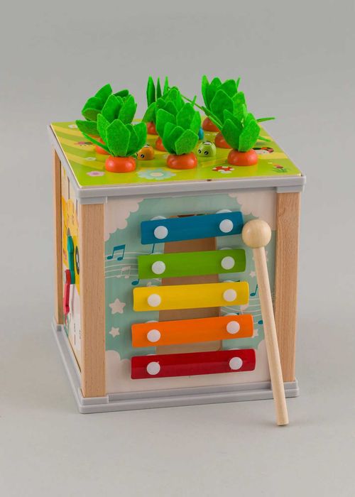 Дървено игрално кубче Монтесори