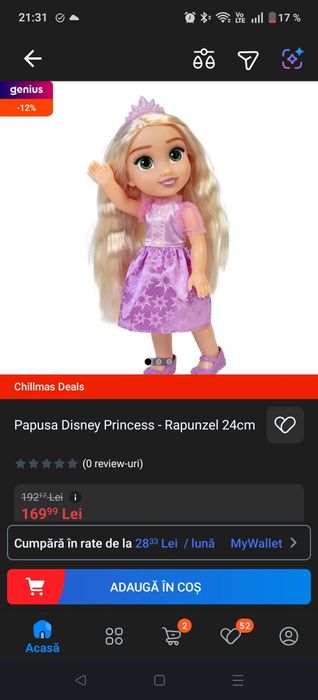 Rapunzel - păpușă Disney Princess