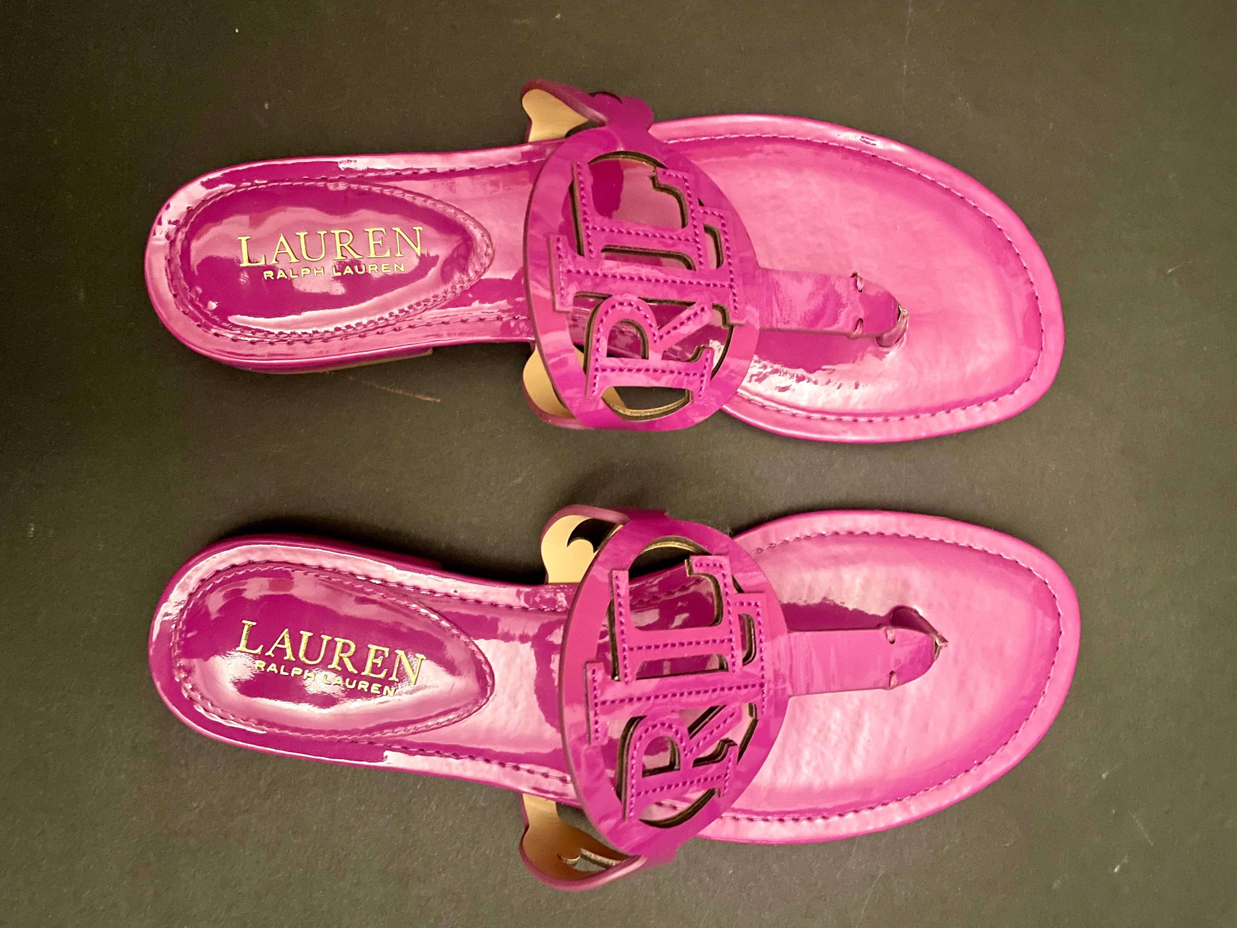 Sandale Ralph Lauren piele naturala lac roz fucsia 8.5 / 39 de dama