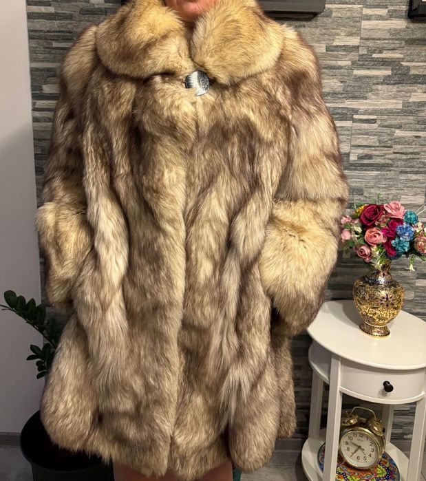 Haina blana naturala vulpe argintie