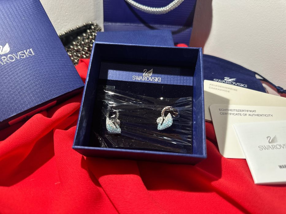 Cercei Swarovski iconic Swan lebăda albastra degrada