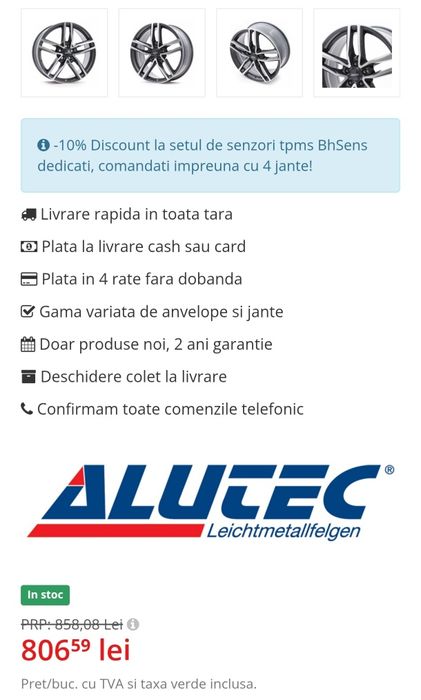 Roti jante Duster r16 Alutec + anvelope iarna 215 65 r16 nexen 5×114,3