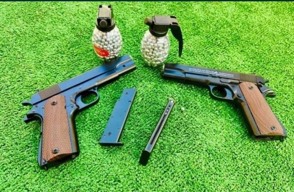 Pistol cu bile AIRSOFT full metalic+ bile plastic 1000buc , Arc Spring