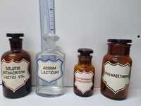 Recipiente sticlute farmacie vintage set