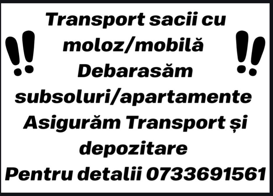 Transport .moloz. mobilă (debarasări)Vegetație. Preț-Evaluare la tel..