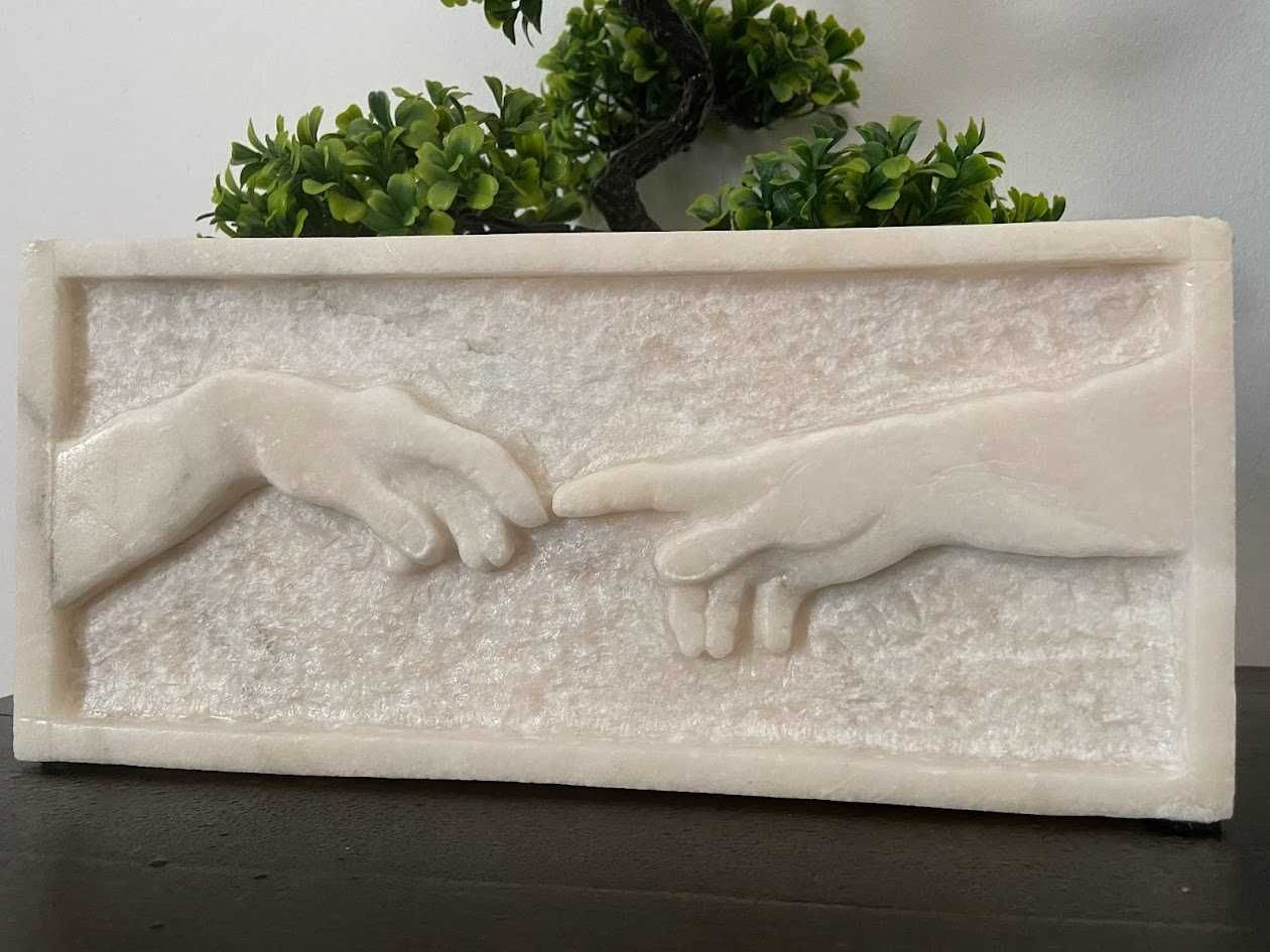 Sculptura manuala marmura alba The Creation of Adam Michelangelo