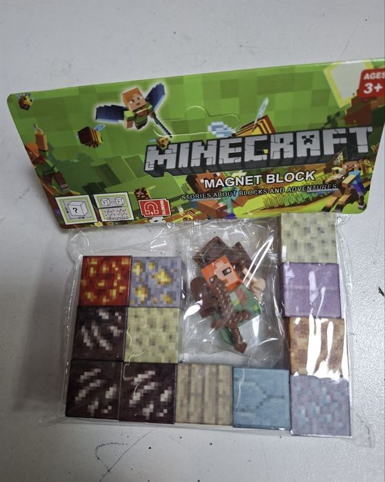 Комплект 12 броя Магнитни кубчета Майнкрафт + герой Minecraft