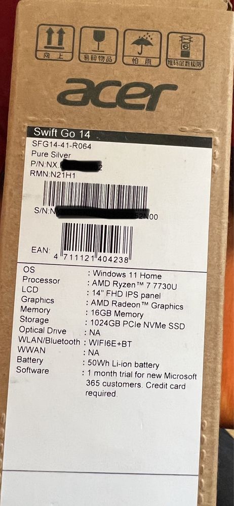2023 Acer Swift GO 14 Nou SiGiLAT ! 1TB 16GB Ryzen 7 AMD 14” inch FHD