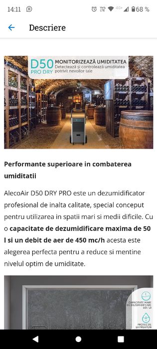 Dezumidificator 50 L/zi de inchiriat