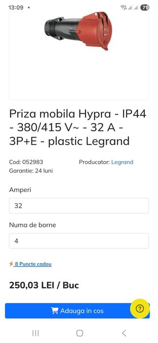 Mufa industriala trifazic+ cablu 4m