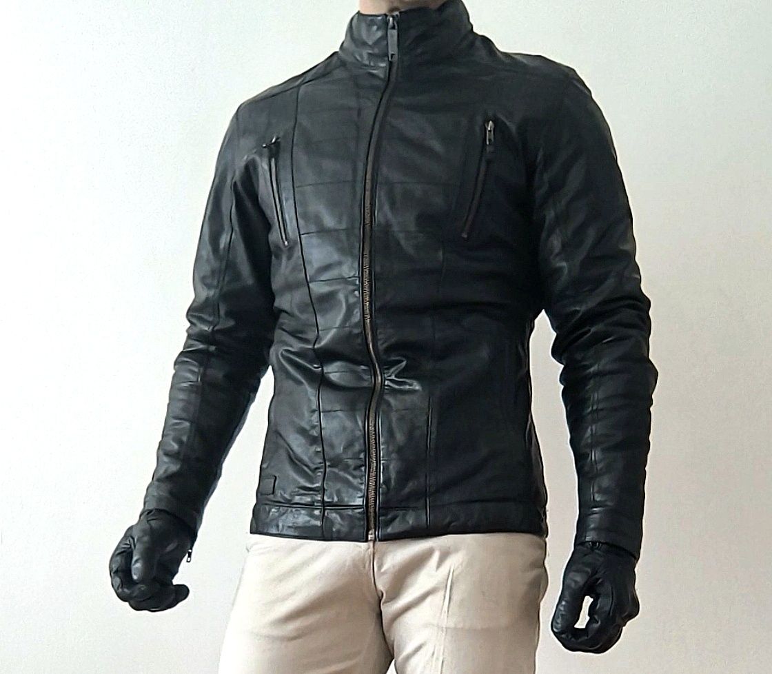 Jacheta Piele Classic British Cafe Racer Neagra M Athletic Fit Geaca