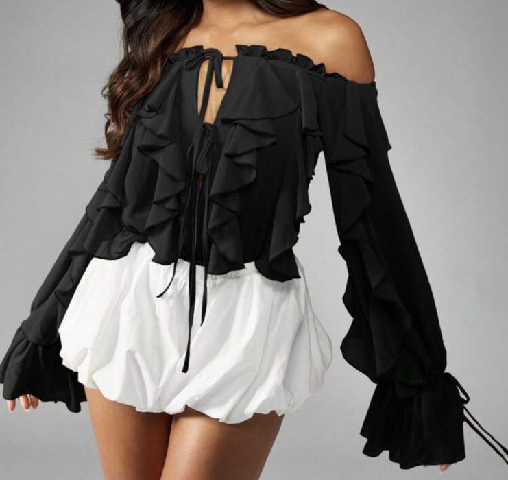 Блуза с паднали рамена