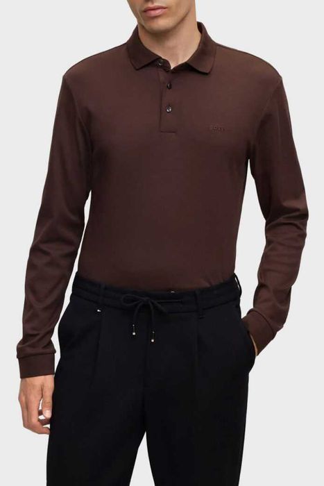 BOSS мужская рубашка-поло с длинными рукавами РАЗМЕР 2XL