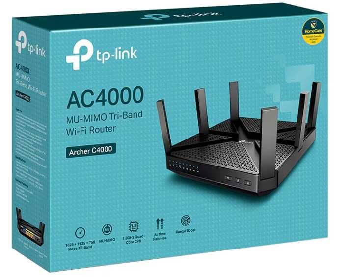 Router wireless Tri Band TP-Link ARCHER C4000, 5 porturi, 4000 Mbps