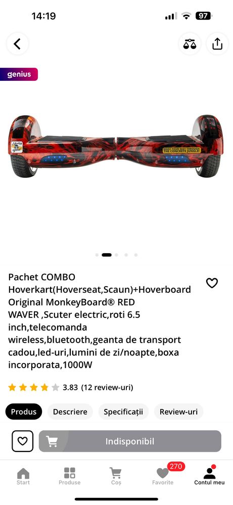 Hoverboard cu scaun