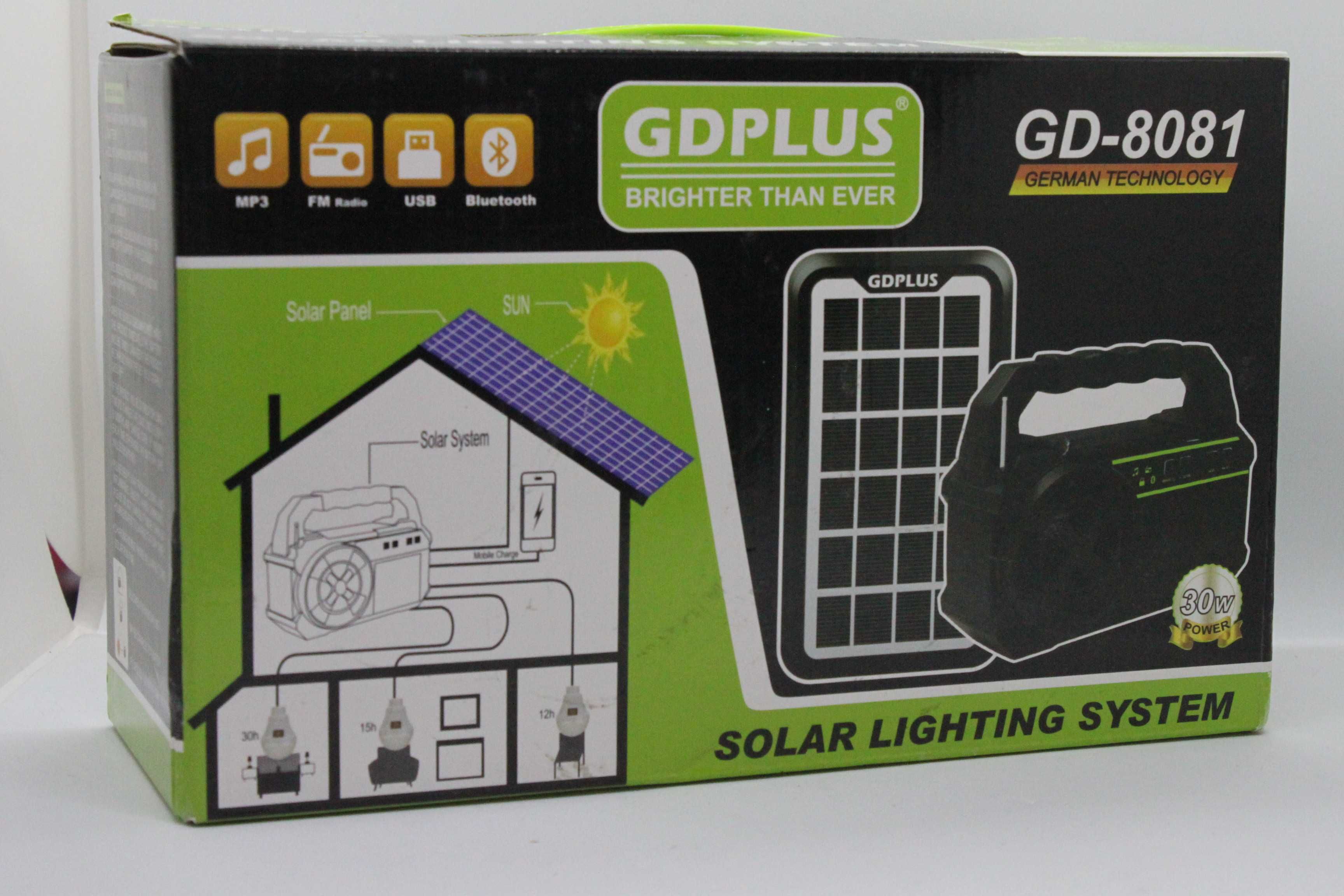 Kit solar GD-8081 cu lanterna si Radio 3 becuri