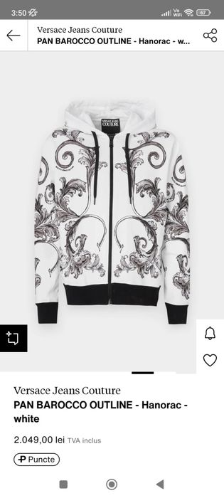 Bluza trening VERSACE JEANS COUTURE original marimea L XL