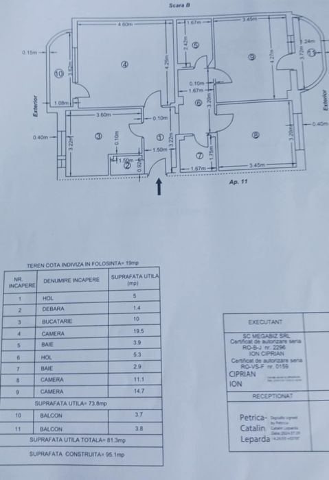 Vând apartament 3 camere, zona Traian