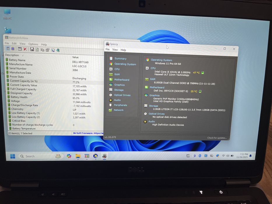 Laptop Dell Latitude E7440/ i5 GEN 4/ SSD 128 GB / 8 GB RAM