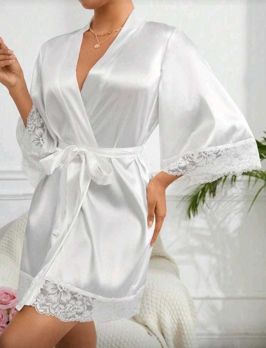 Halat Alb Satin - Mireasa