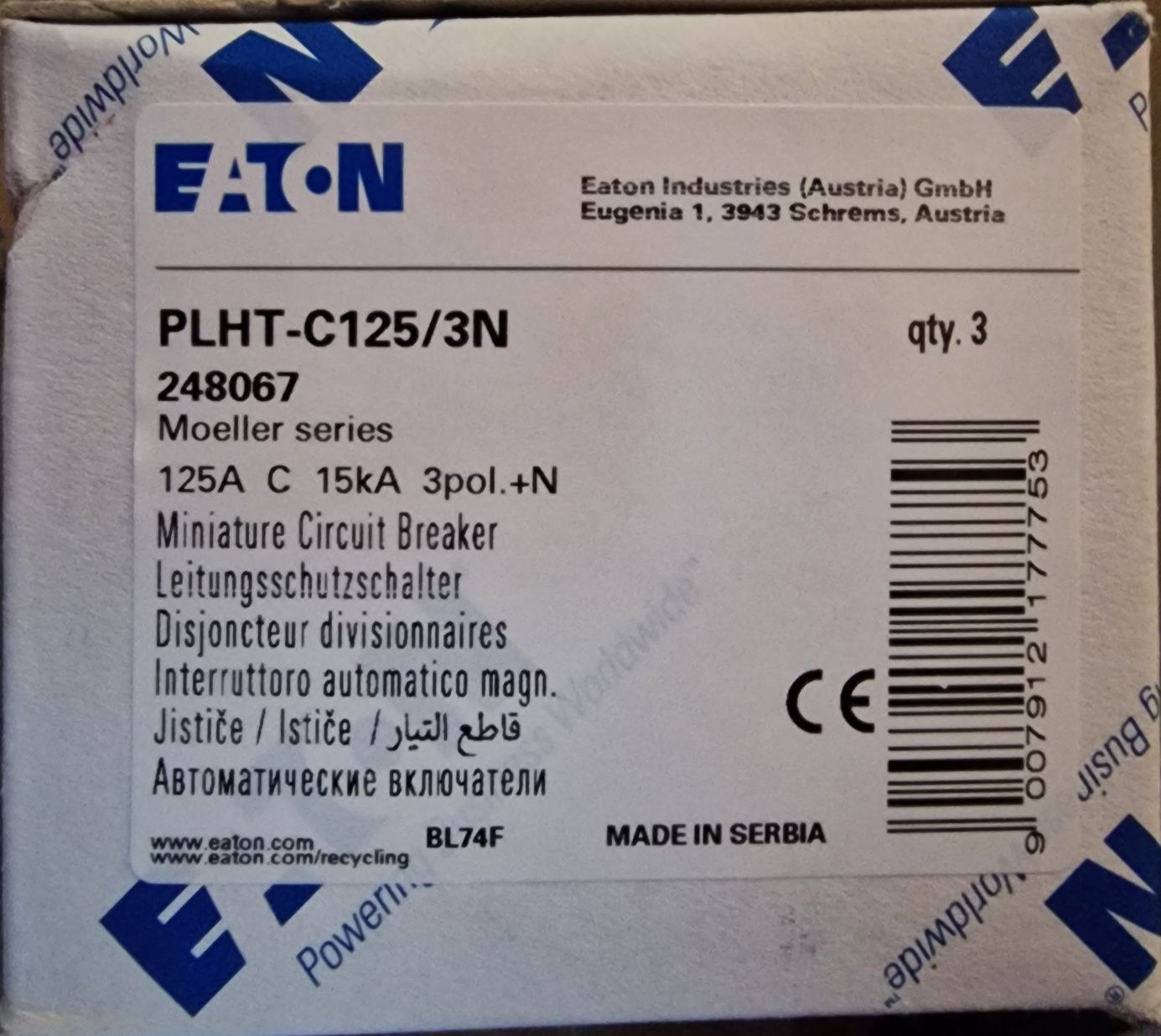 Intrerupator automat PLHT-C125/3N