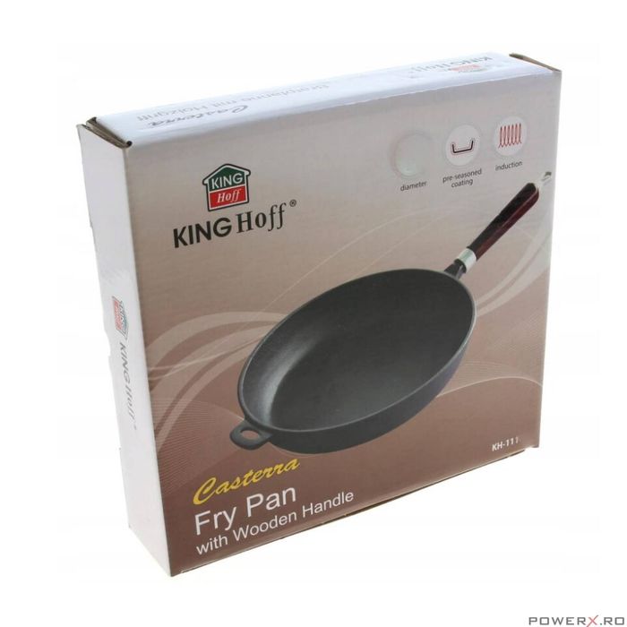 Tigaie din fonta,cu maner detasabil, neagra, 28 cm, KingHoff