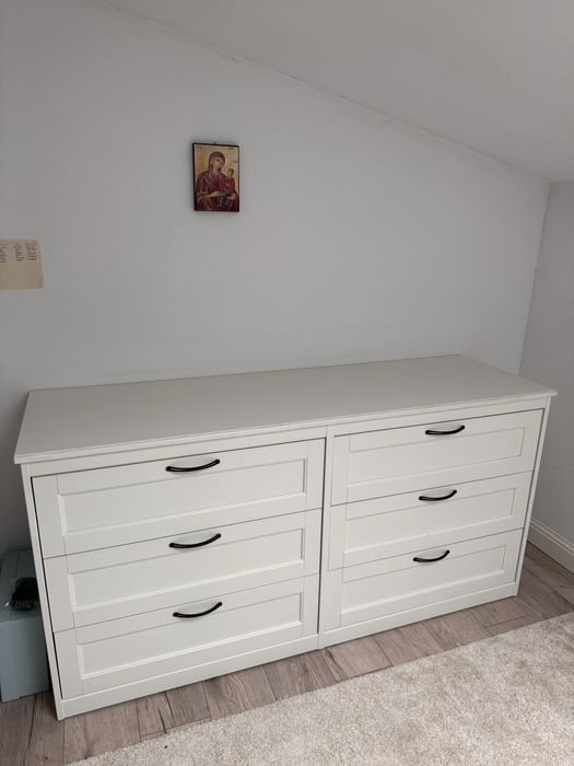 Comoda ikea, 6 sertare , alba, 161x81